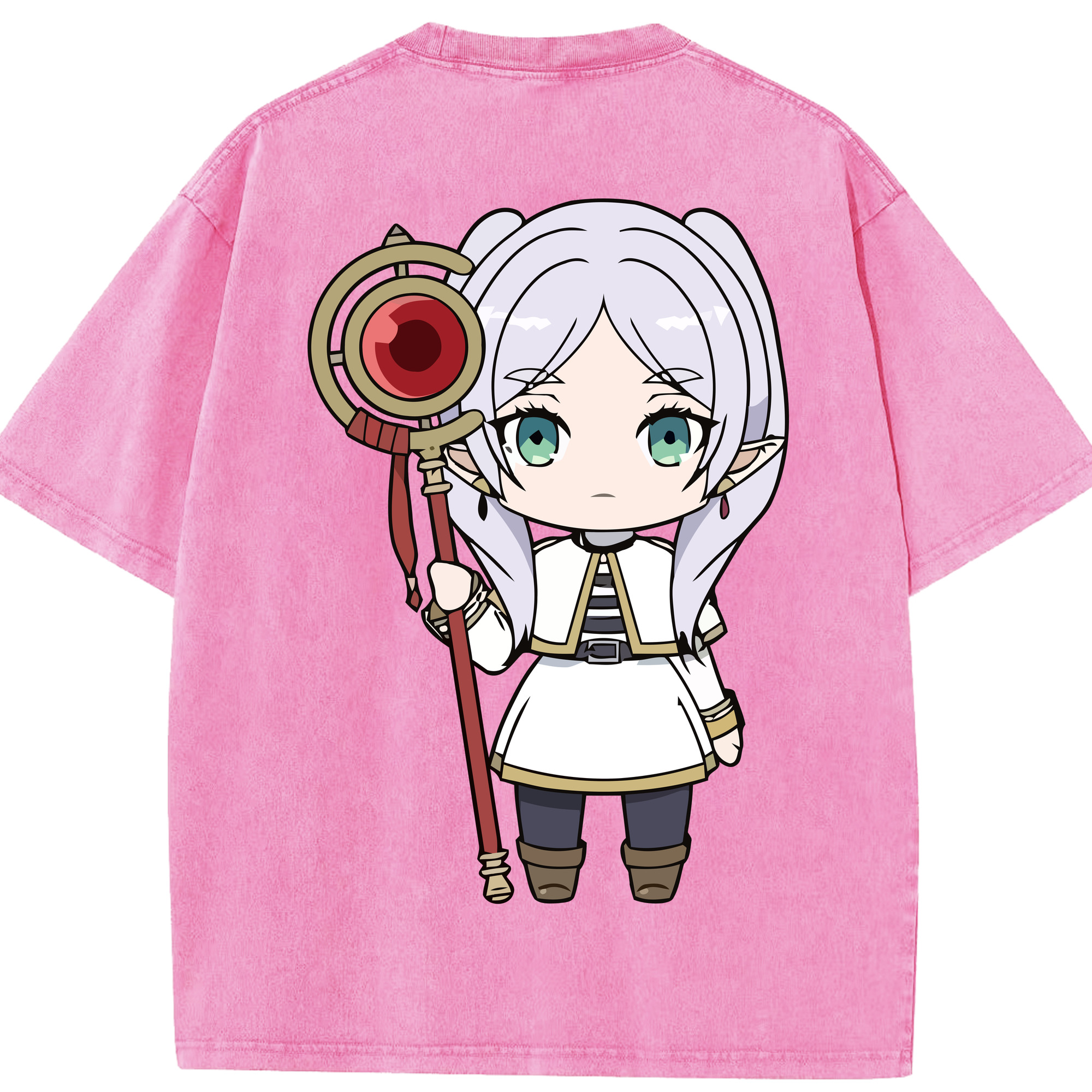 （画像用） 葬送のフリーレン Frieren 綿100% ヴィンテージ風 半袖Tシャツ（背面プリント）
